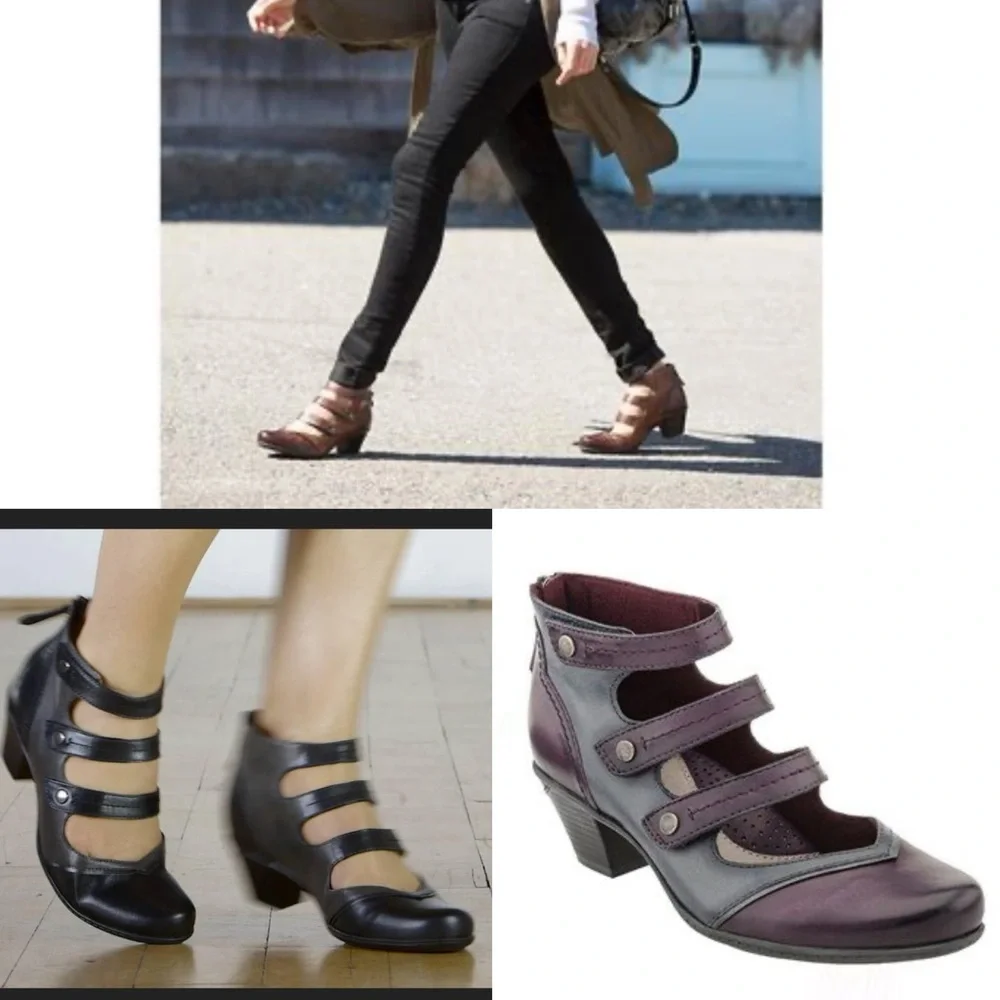 Earth Serano Multi-Strap Two Tone Booties 6 Comfort Whimsigoth Lagenlook - Picture 16 of 16
